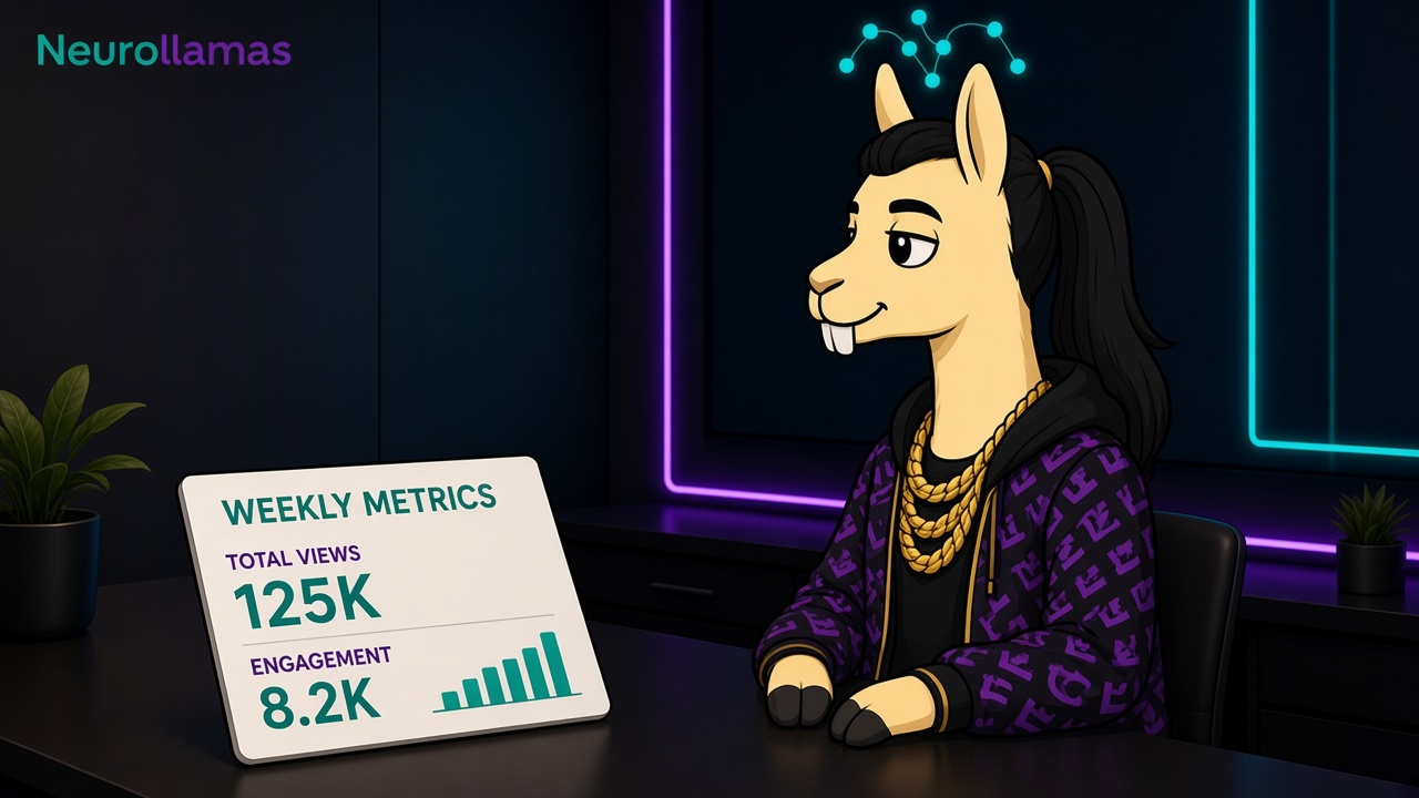 Simple weekly metrics card for a product shop on a dark desk