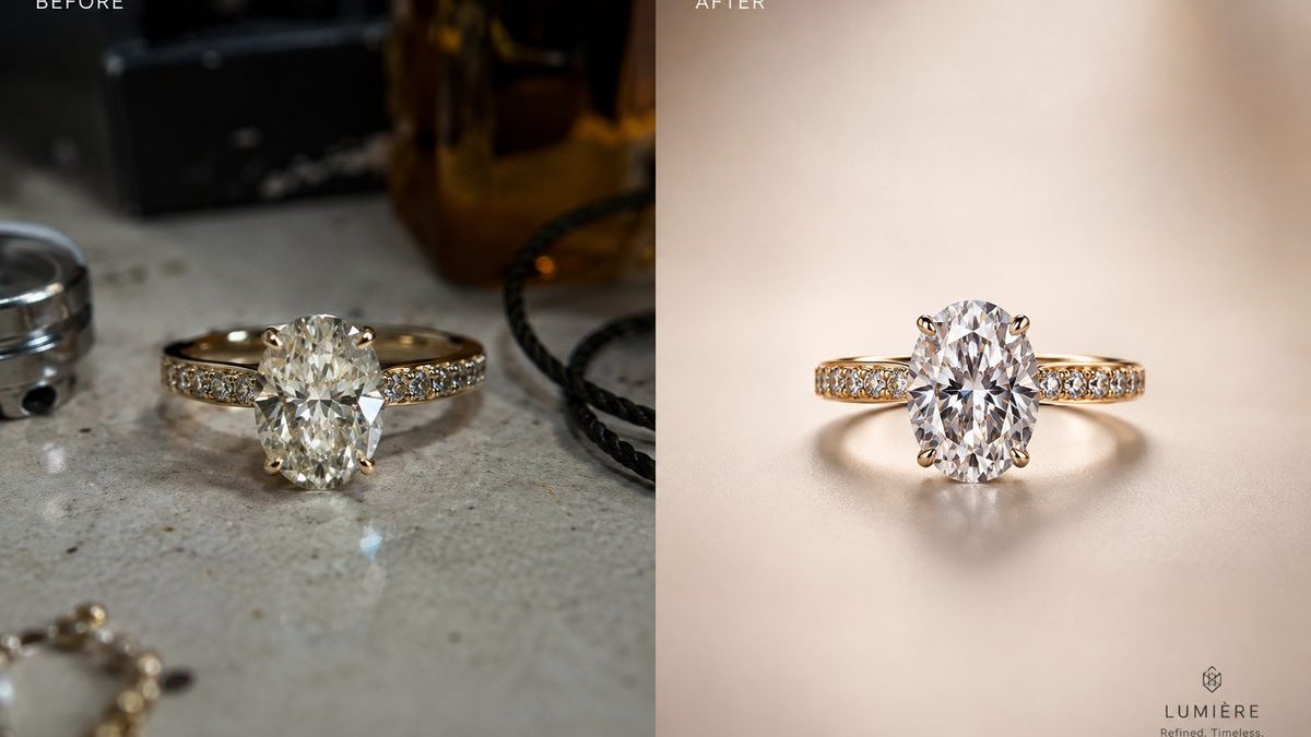 Jewelry before and after polished in Neurollamas Pro Edit